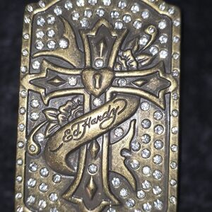 Ed Hardy Bronze Cross Belt Buckle